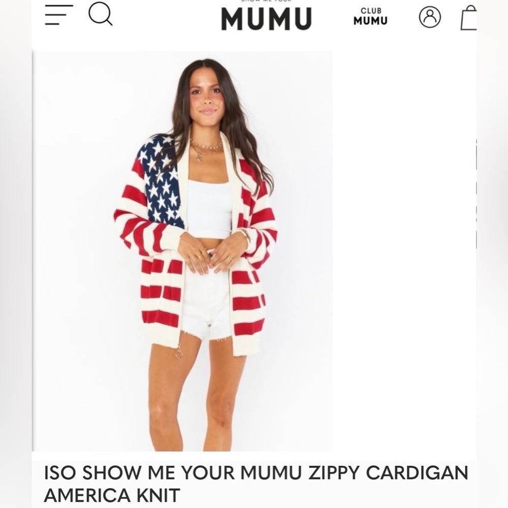 ISO Show Me Your Mumu Zippy Cardigan in America Knit in XS and S